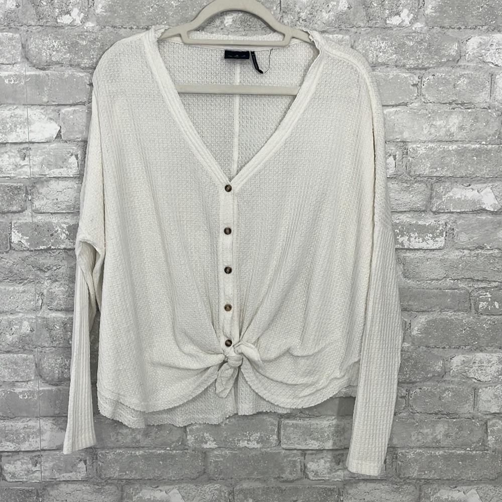 Urban Outfitters Out from under Waffle Knit Front Tie Top